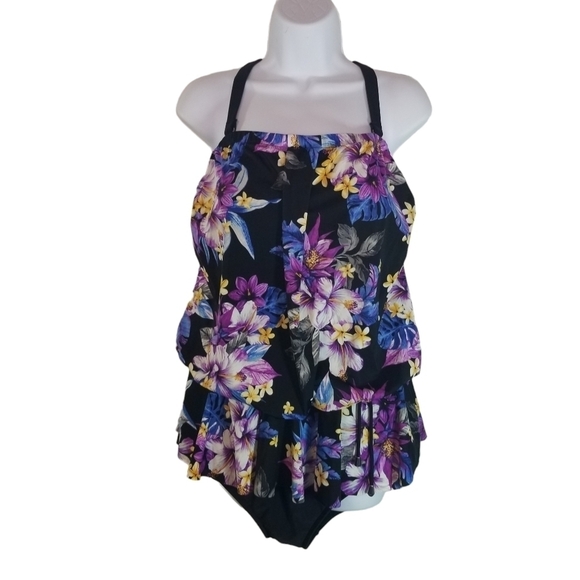 Rose Marie Reid floral modest one piece swimsuit - Picture 1 of 8